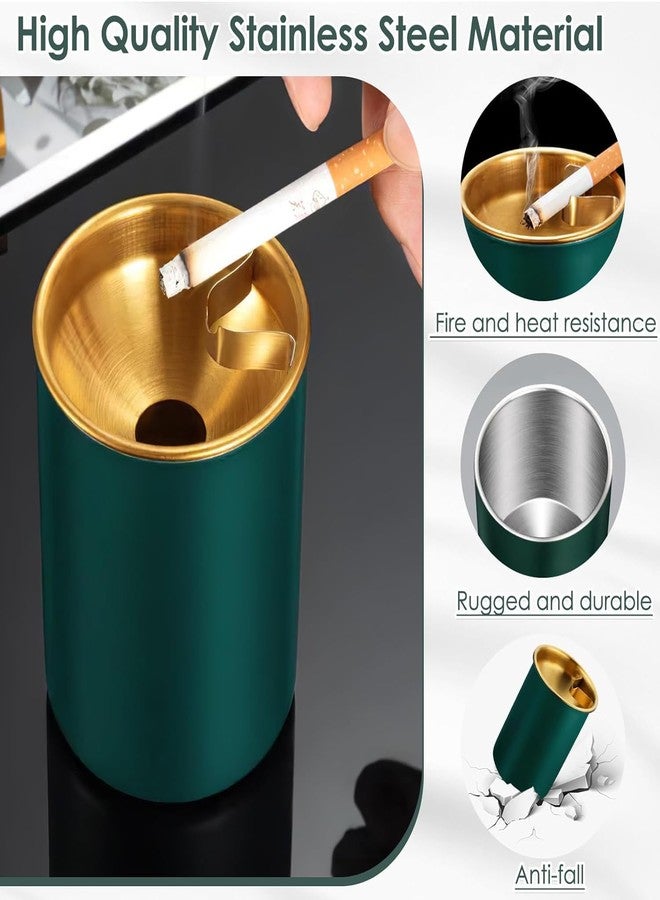 NYRWANA Stainless Steel Windproof Ashtray with Lid | Rustproof, Easy-to-Clean Ash Holder for Smokers | Elegant Indoor Outdoor Ash Tray for Patio, Home, Office, Bar & Garden Use (Green) - Image 5